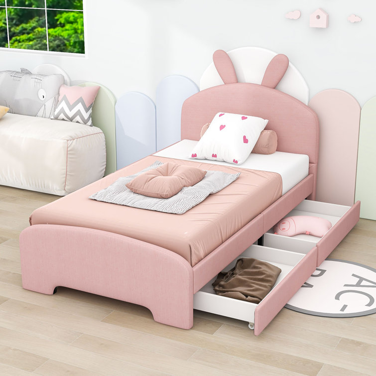 Pink twin hotsell bed with storage